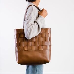 NWOT Full grain woven leather tote from Able